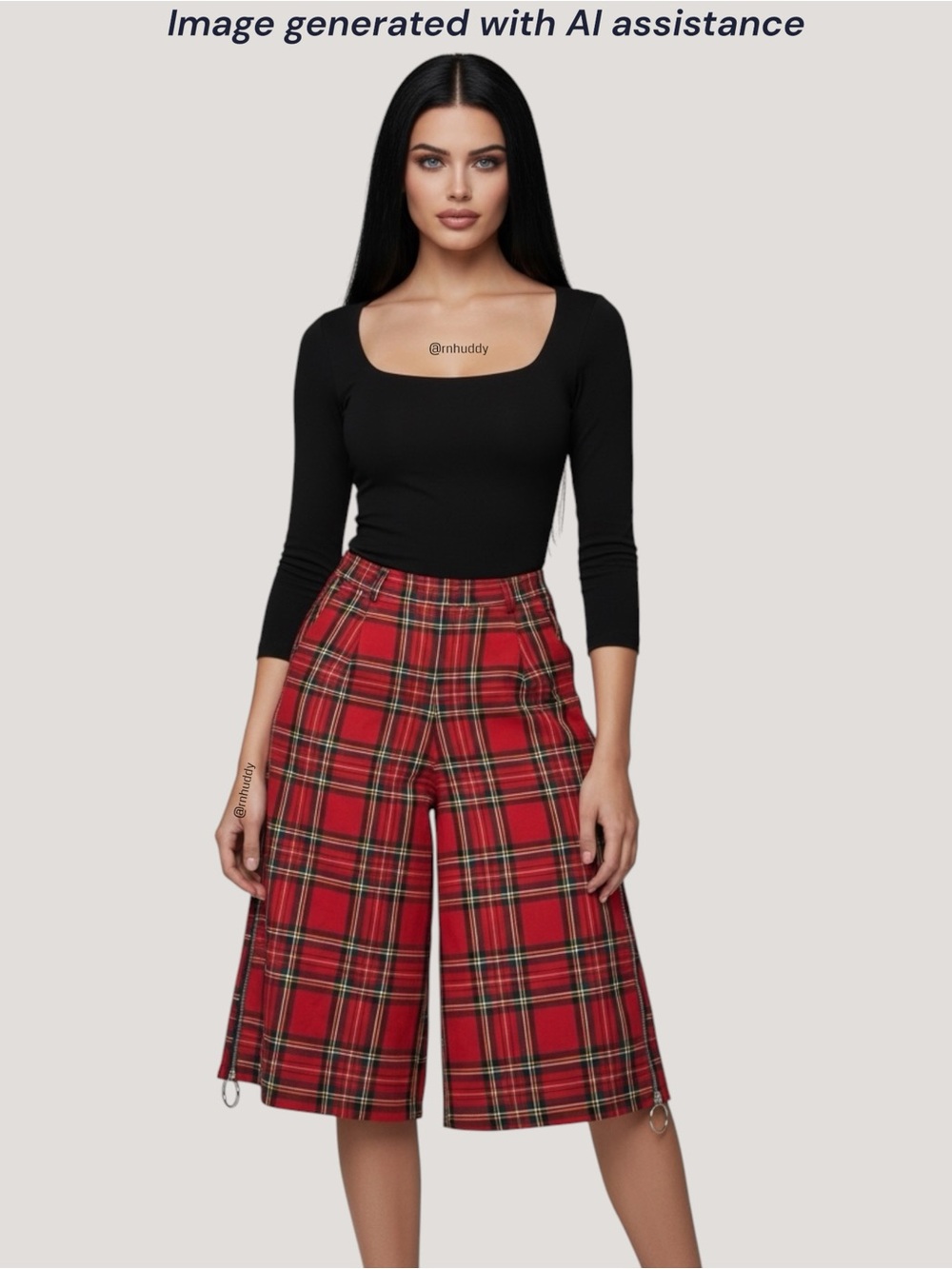 NWT Dolls Kill LTT Love Too True size 2 red plaid side zipper wide leg crop pant